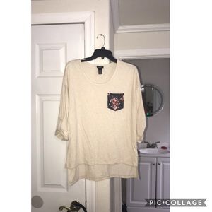 I cream stretchy long sleeve top